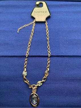 Napier Gold Necklace with Iridescent Abalone Accents